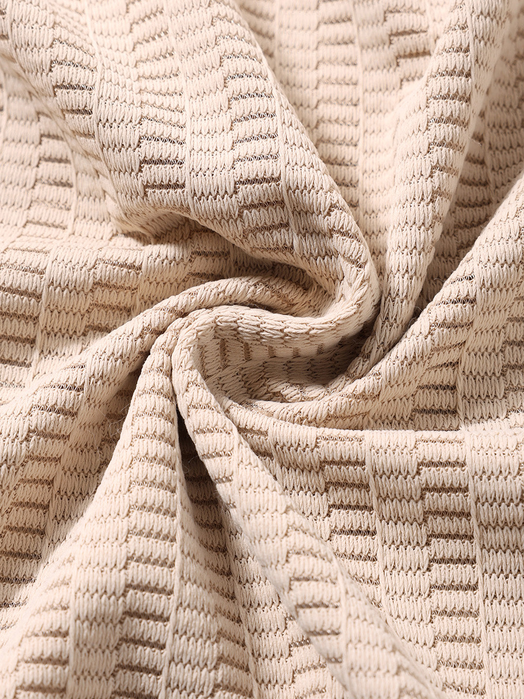 Men's Beige Oversized Fit Resort Wear Textured Shirt