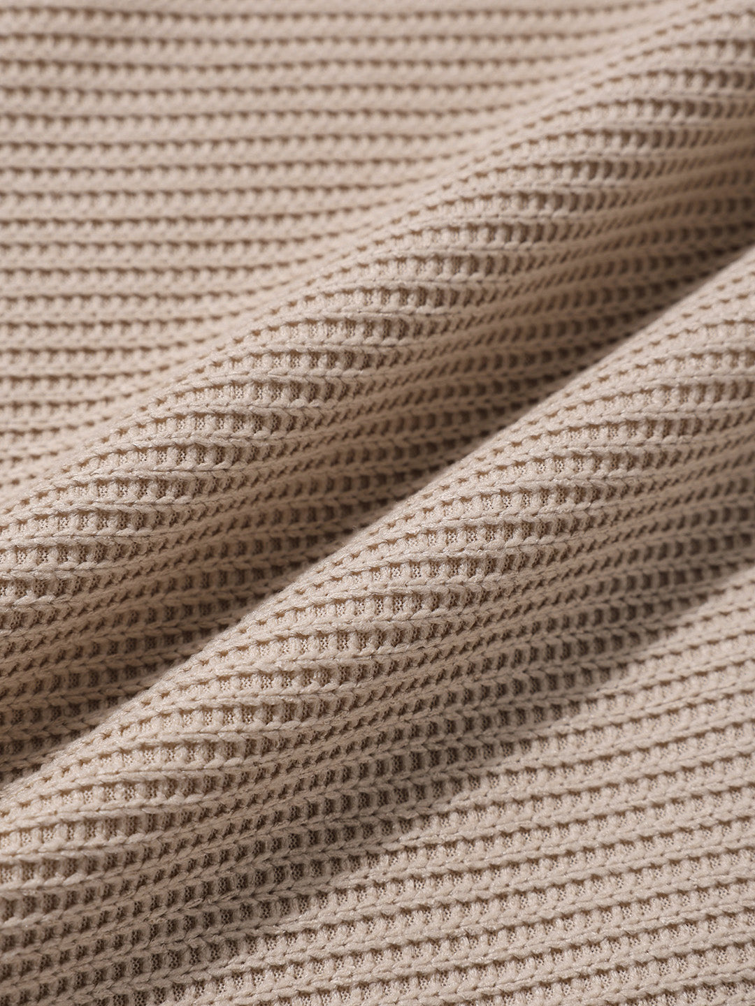 Men's Beige Boxy Fit Textured Casual T-Shirt