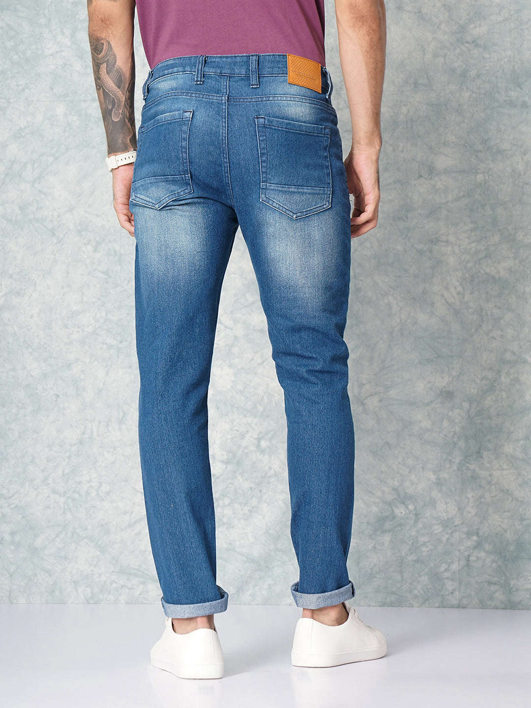 Men's Blue Slim Fit Solid Casual Jeans