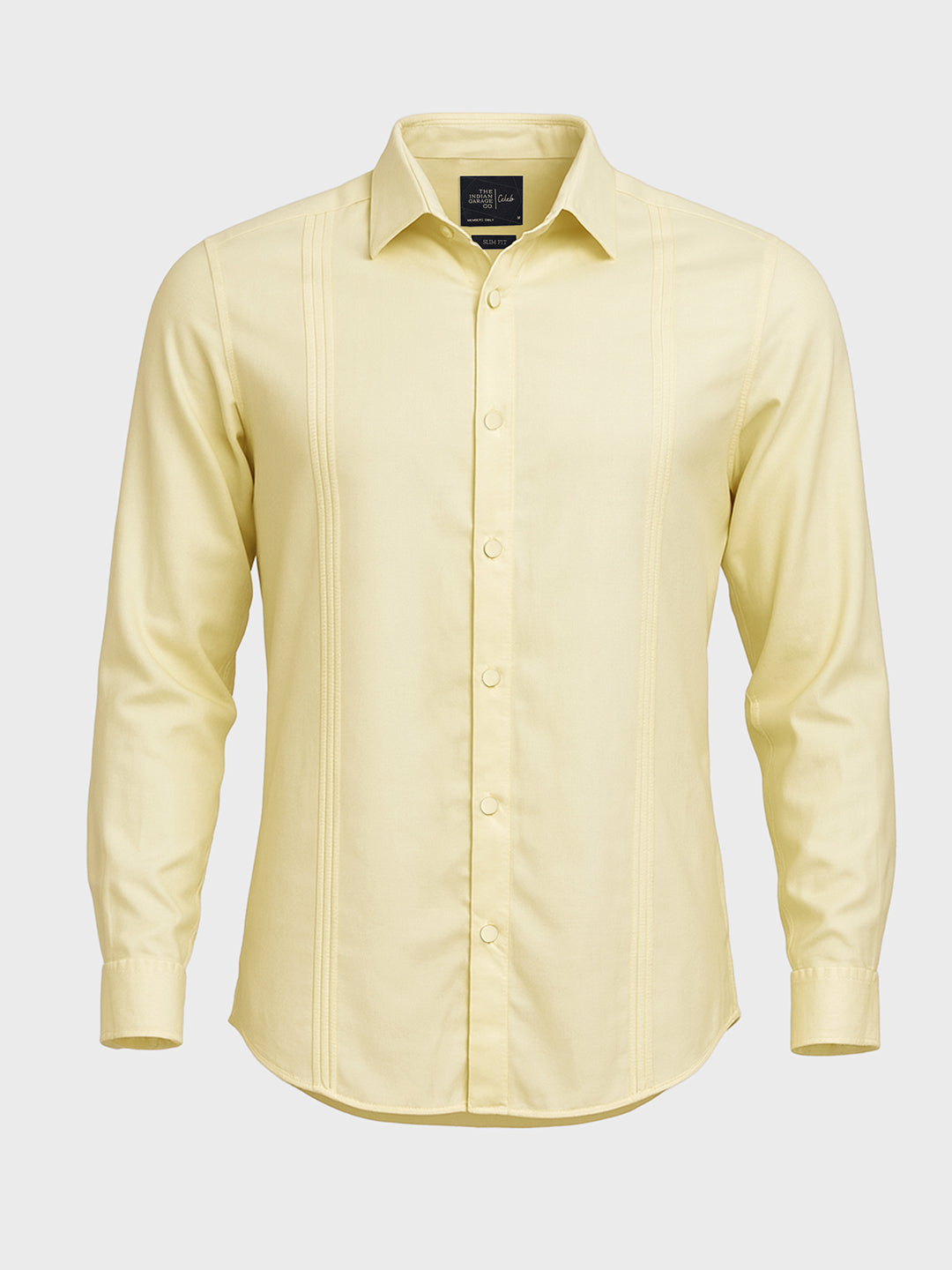 Men's Yellow Slim Fit Party Wear Solid Shirt