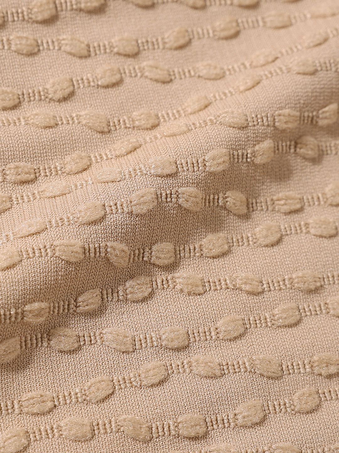 Men's Beige Boxy Fit Textured Resort Wear T-Shirt