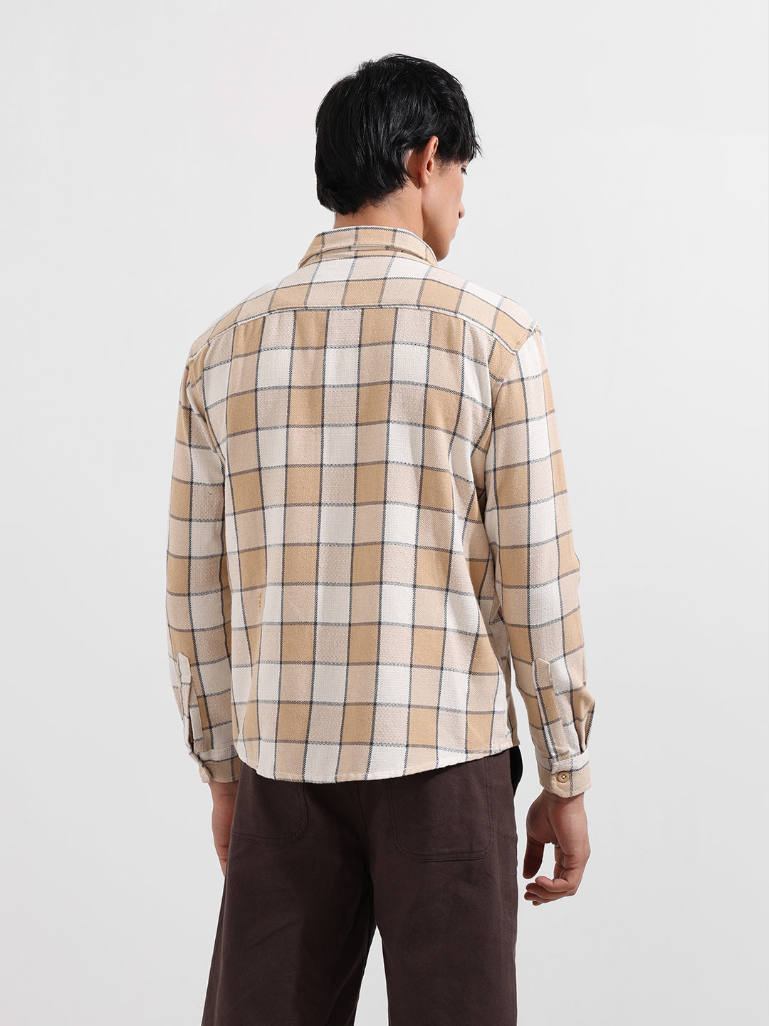 Men's Beige Relaxed Fit Casual Shirt