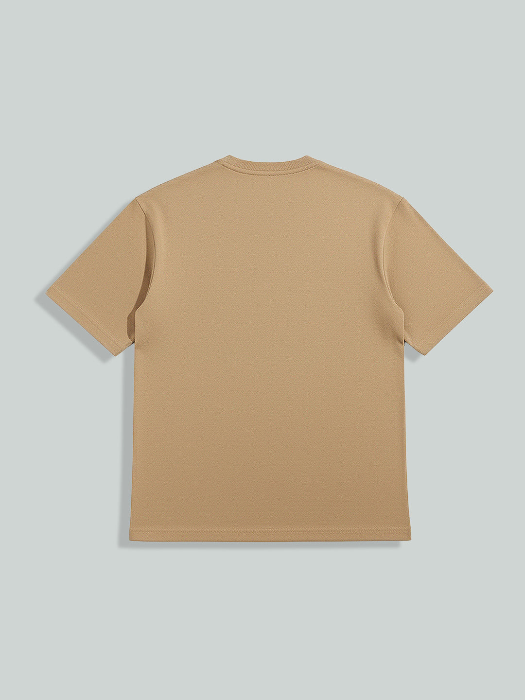 Men's Beige Relaxed Fit Embroided 240 GSM Resort Wear T-Shirt