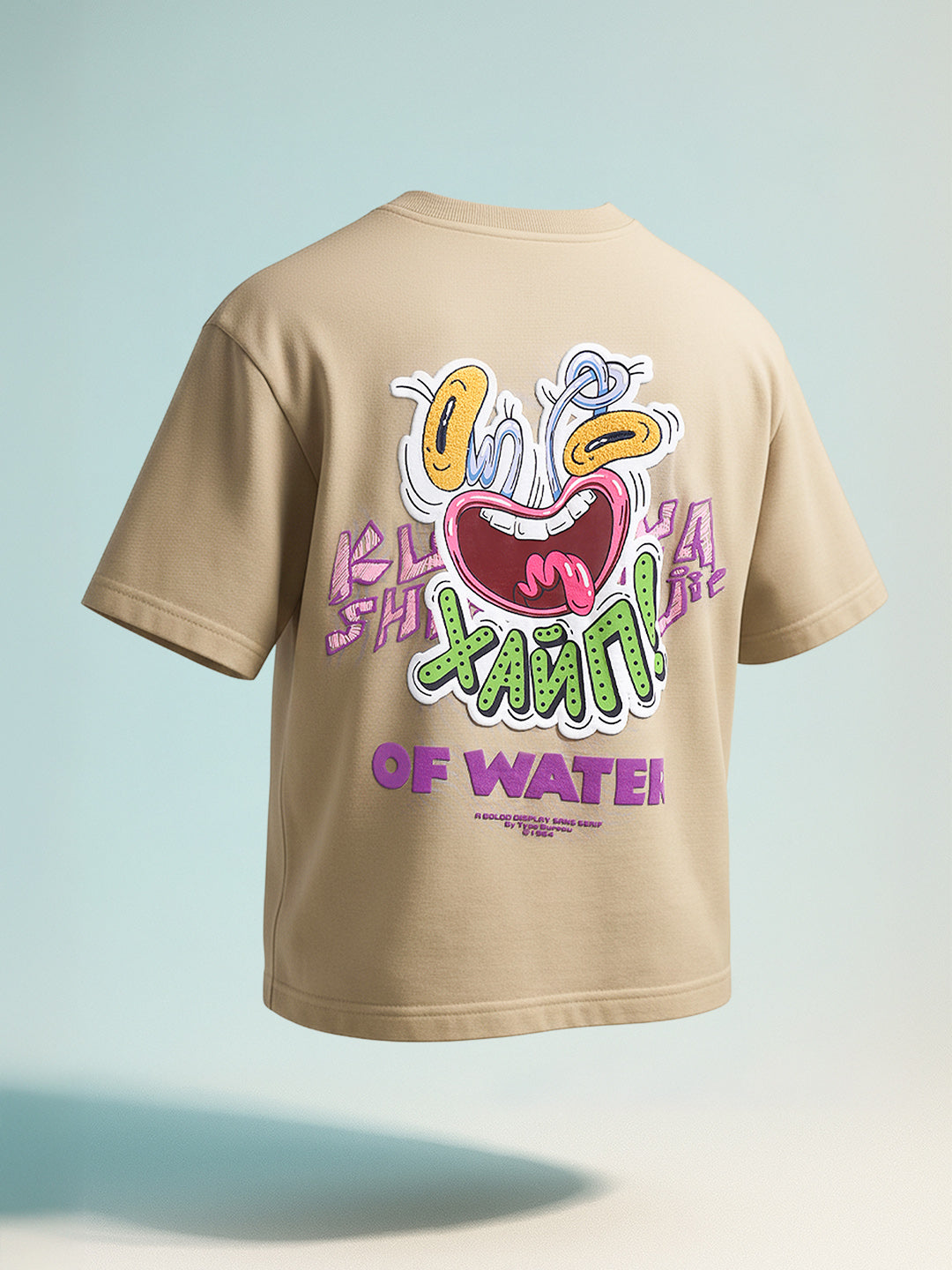 Men's Beige Relaxed Fit Embroided 240 GSM Graphic  T-Shirt