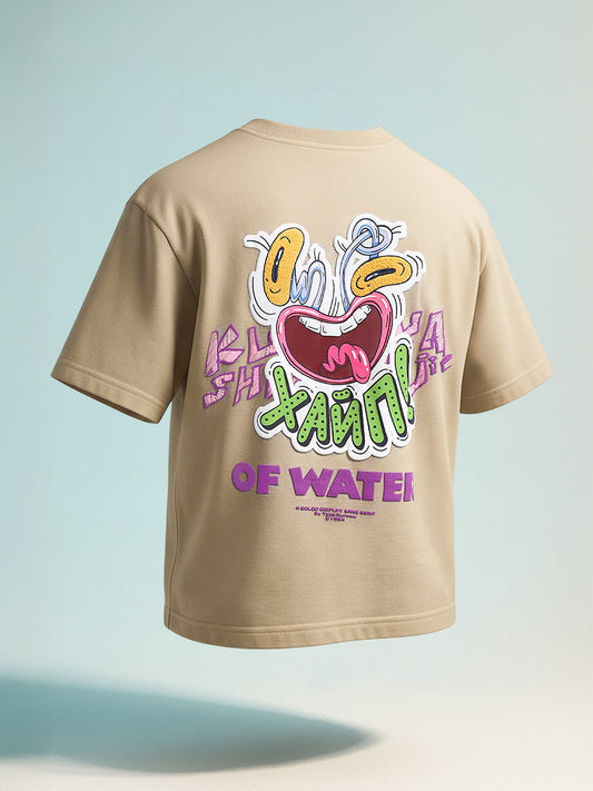 Men's Beige Relaxed Fit Embroided 240 GSM Graphic  T-Shirt