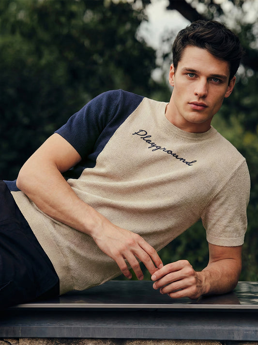 Men's Beige Slim Fit Solid Casual T-Shirt