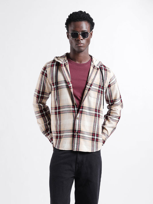 Men's Biscuit Regular Fit Checkered Casual Shirt