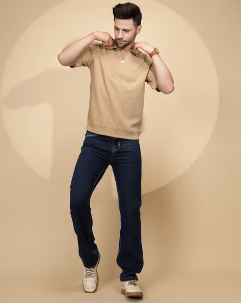 Men Regular Fit Polo T-Shirt with Short Sleeves