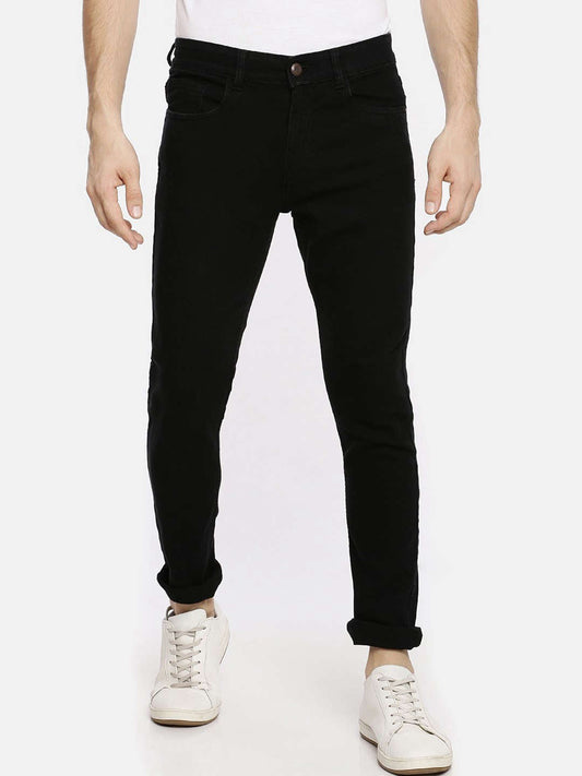 Men's Black Slim Fit Solid Casual Jeans