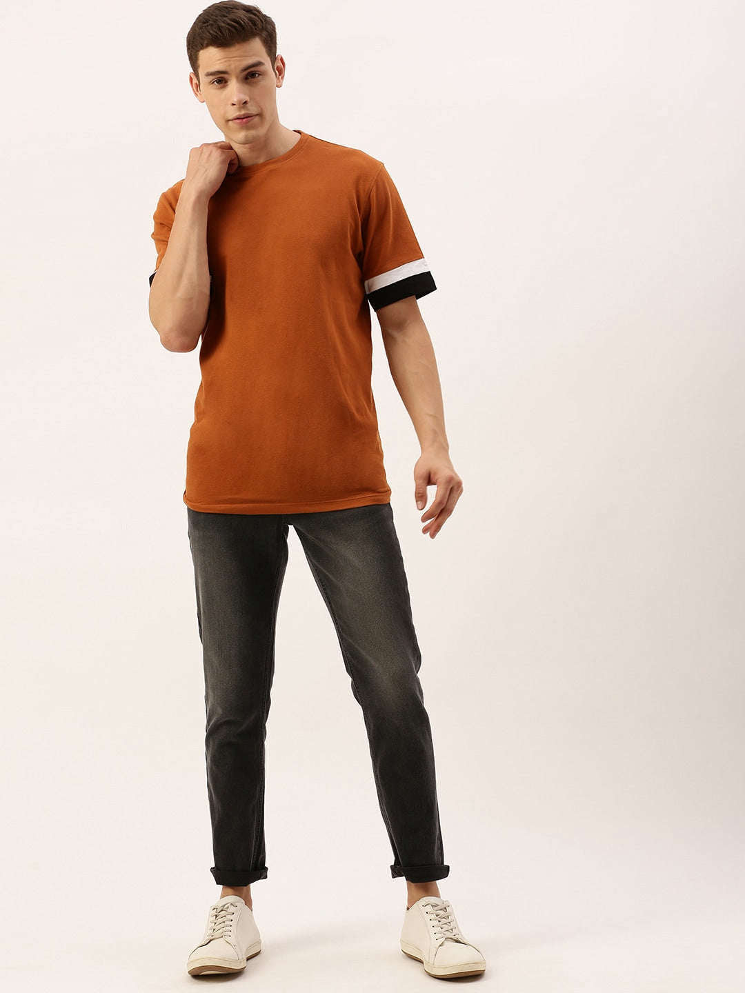 Men's Grey Slim Fit Solid Casual Jeans