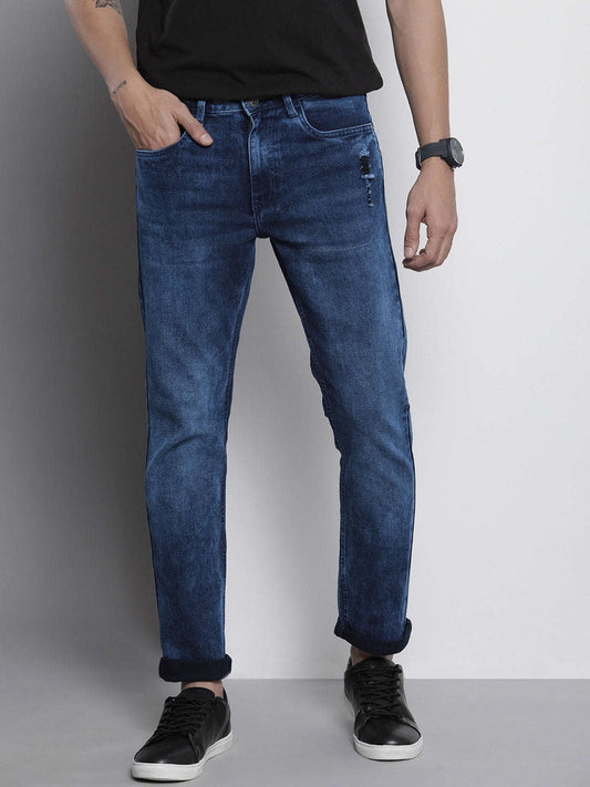 Men's Blue Slim Fit Solid Casual Jeans