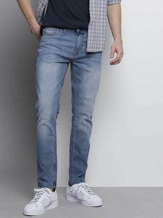 Men's Blue Slim Fit Solid Casual Jeans