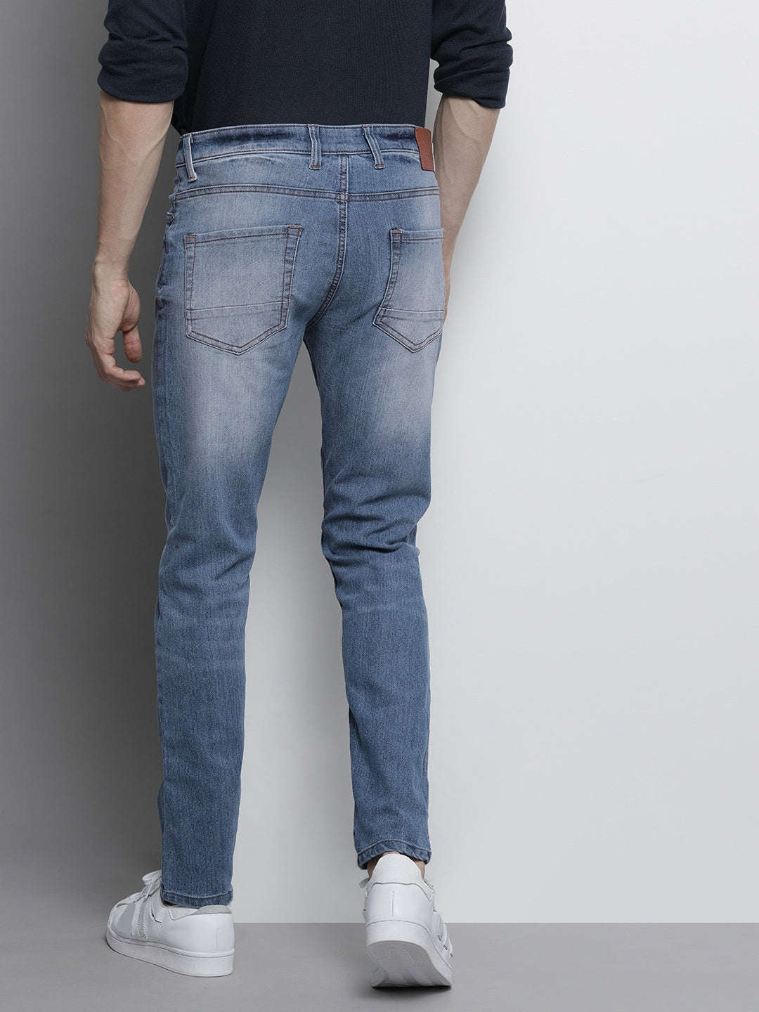 Men's Blue Slim Fit Solid Casual Jeans