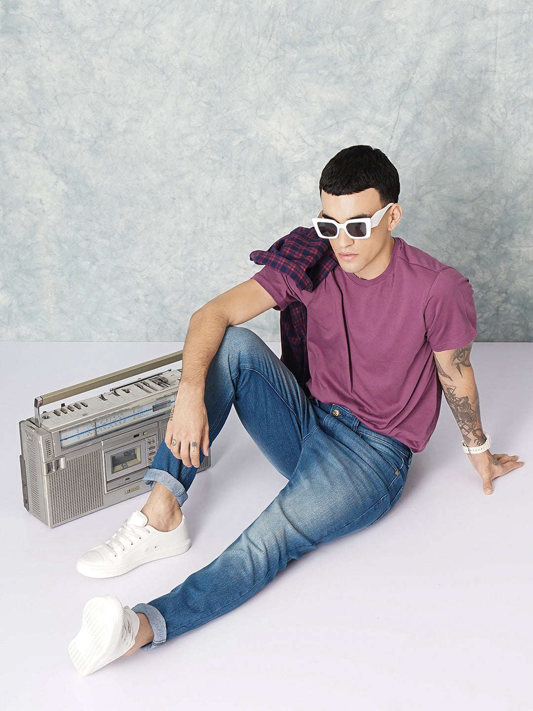 Men's Blue Slim Fit Solid Casual Jeans