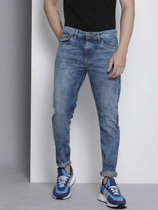 Men's Blue Slim Fit Solid Casual Jeans