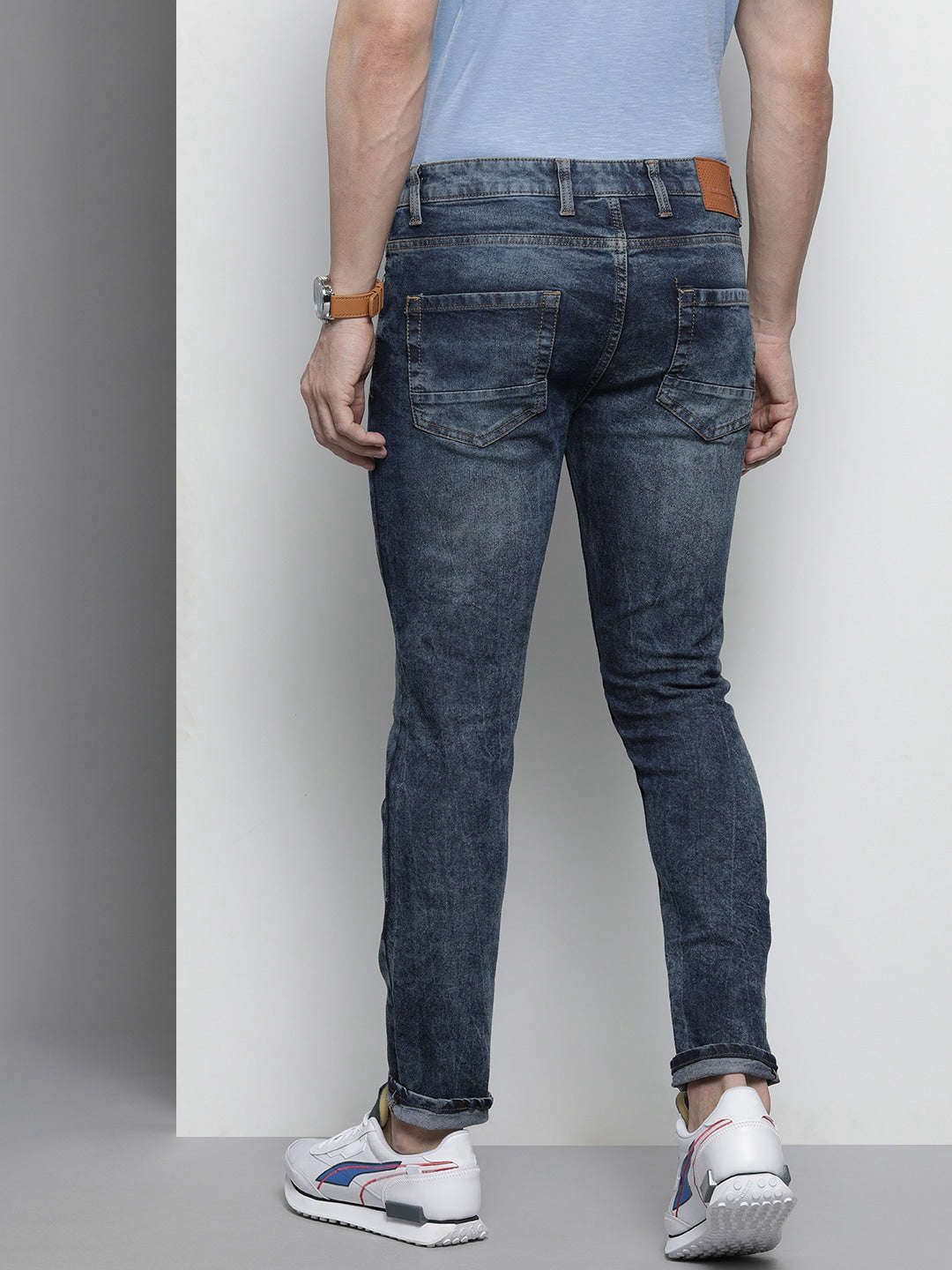 Men's Blue Slim Fit Solid Street Wear Jeans