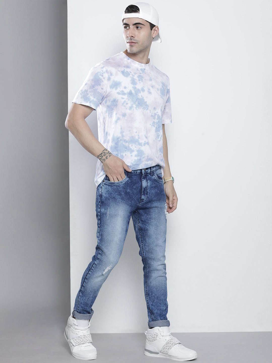 Men's Blue Slim Fit Solid Casual Jeans